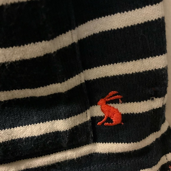 🐝 NWOT Joules Lisa V Neck Pop Over Hoodie Navy White Size 8 - Picture 7 of 12